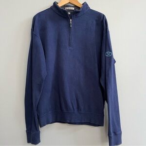 Peter Millar Men's Blue Melange Quarter Zip Pullover Size M Preppy Casual Golf